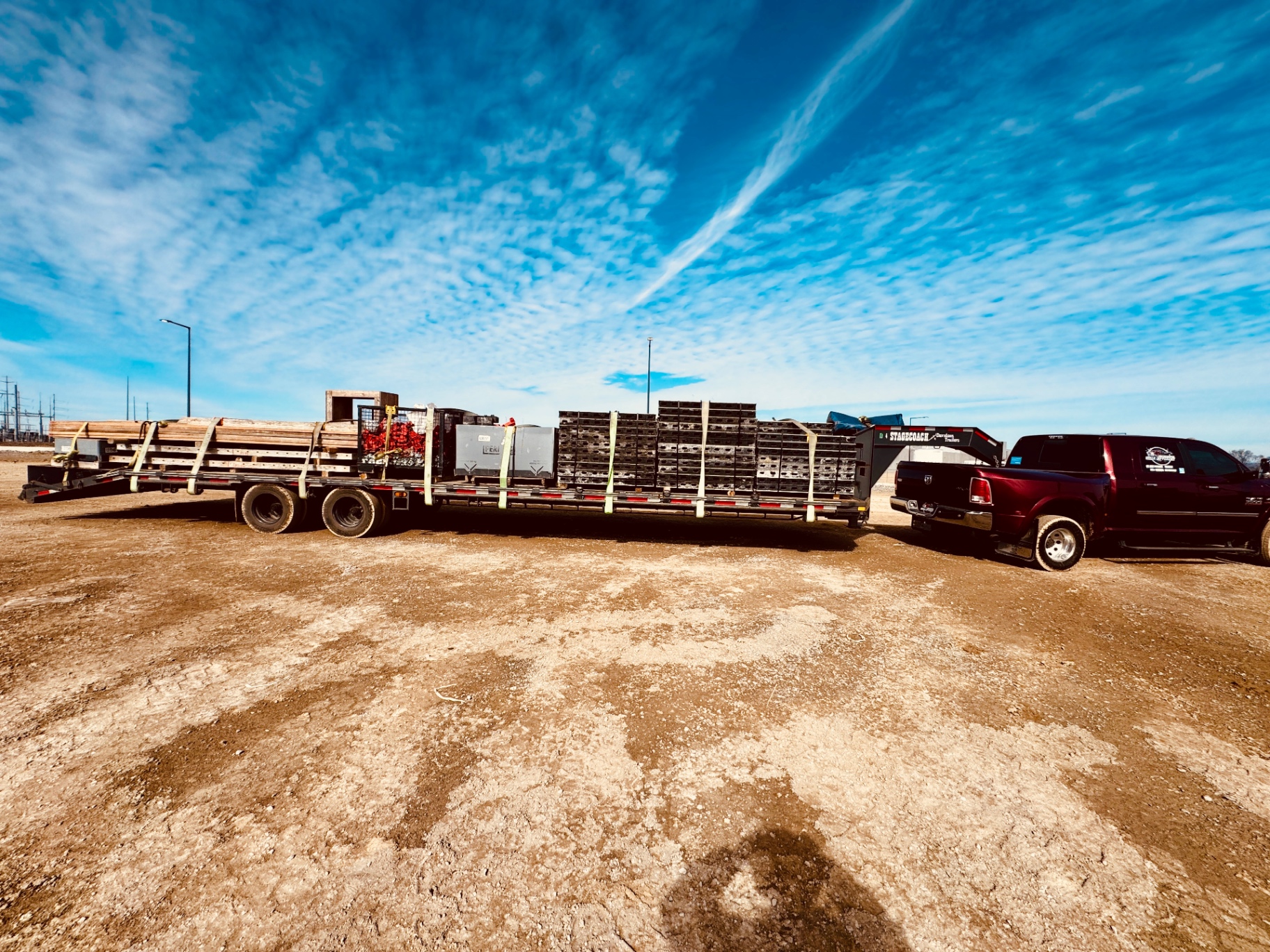 Hotshot truck at loading dock, commercial facility
