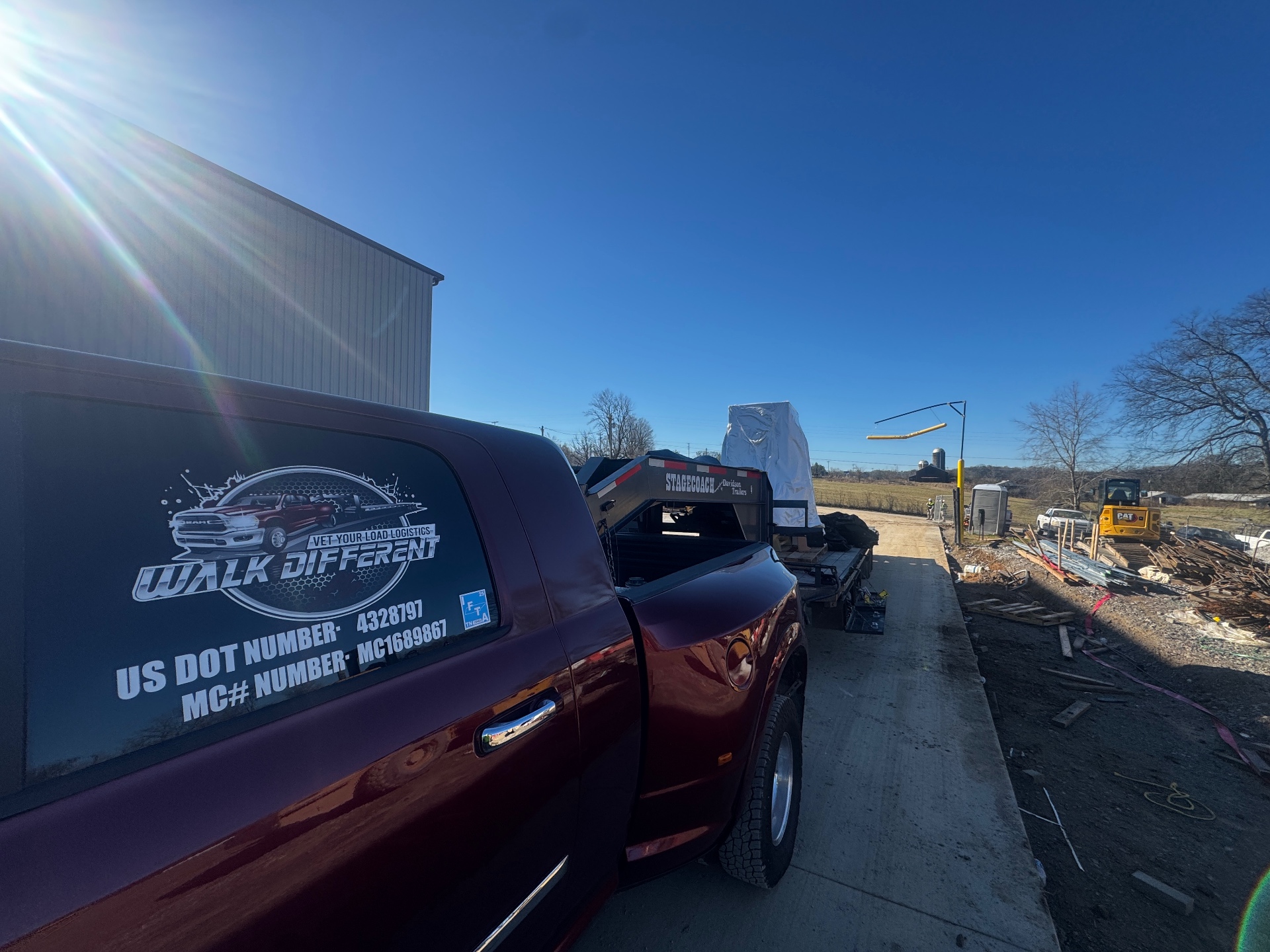 Long-haul flatbed driving through Tennessee mountain pass